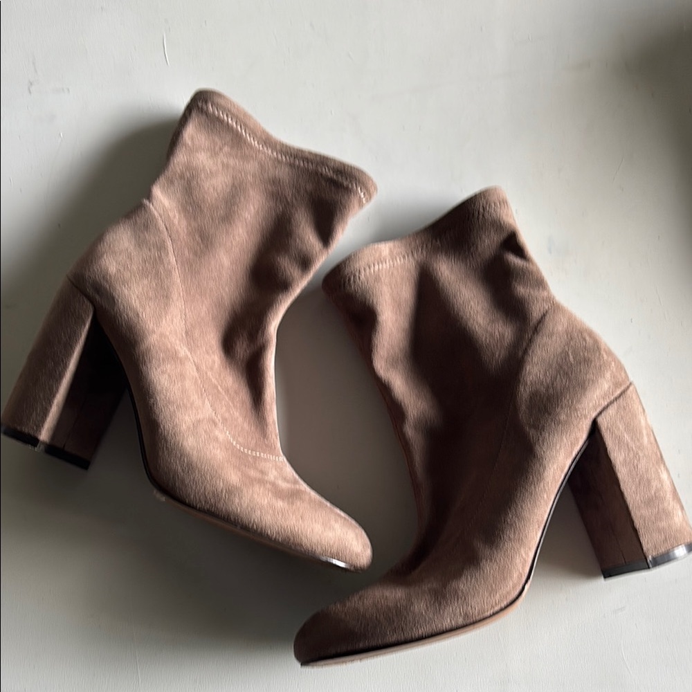 BCBG Tan Suede Ankle Boots